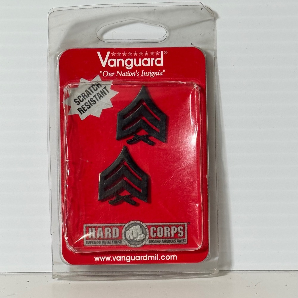 Vanguard USMC Marine Corps Sergeant Black Rank Insignia Pair New Package